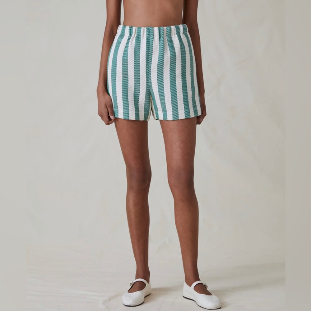 Attersee Green & White Striped Shorts